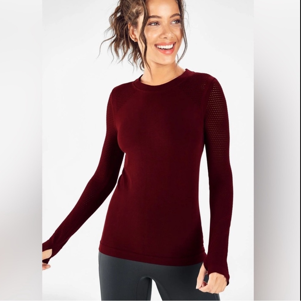 Fabletics Women’s Black Cherry Kathie Ruched Back Long-Sleeve Top. Size M. NWOT! - Picture 12 of 14